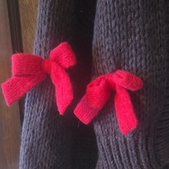 Maeve Brown Cardigan with Red Bows - Picture 2 of 3
